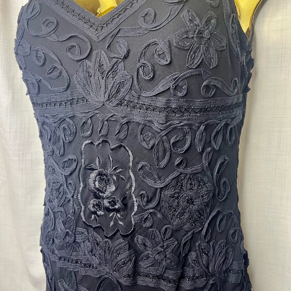 Chic Black Floral Lace Maxi Dress M - Picture 3 of 6